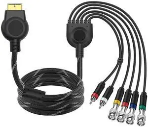 PS2 PS3 Component AV Cable Audio Video HDTV Cord with 4 BNC RGB RGBS Connectors for PS2/PS3 Console, CRT Monitor