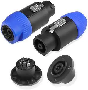 8 Pole Speakon Connector Plug,NL4 Speak-On 8 Pin Male Audio Speaker Twist Lock Plugs and Female Panel Mount Plug Adapter for NL8FC, NL8FX, NLT8X, NL8FC, NL8FX (2Pack)