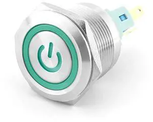 12V 22mm/0.86'' Push Button Round Switch with Indicator Light Waterproof Smooth Press Action 1NO/1NC