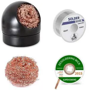 4-in-1 Welding Tool Set Soldering Iron Tip Cleaner, Soldering Tip Cleaning Kit with Brass Cleaning Wire