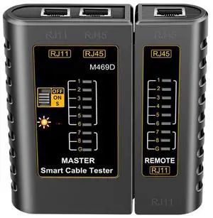 RJ45 RJ11 Network Cable Tester Ethernet Cable Tester Tool Telephone Line Test Continuity Tester for Cat5/Cat5e/Cat6/Cat6a/Cat7/UTP Ethernet Cable(Black)