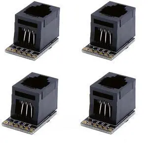 4PCS RJ11 6-pin Breakout Board with PCB Mount Black Modular Jack 6P6C Telephone Socket Connector Jack Coupler