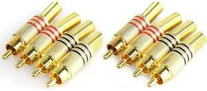 8pcs RCA Plug Solder Gold Audio Video Cable Connector RCA Male Plug Solder for Speaker Wire Wall Plate Home Theater Audio Video Receiver Amplifiers and Sound Systems 8pcs RCA Plug Solder Gold Audio Video Cable Connector RCA Male Plug Solder for Speaker Wire Wall Plate Home Theater Audio Video Receiver Amplifiers and Sound Systems