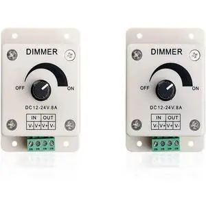 2PCS PWM dimmer Controllers Switch LED light with dimmer DC12-24V 8A Adjustable Brightness Light Switch