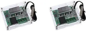 2pcs XH-W1209 Digital Display Thermostat High Precision Temperature Controller Temperature Control Switch Miniature Temperature Control Board with Waterproof Probe with Case