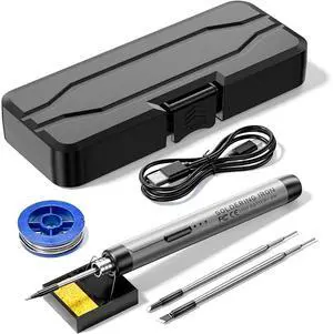 Mini Cordless Soldering Iron Kit Portable Soldering Iron 3 Temperature Adjustment Soldering Iron Tool Kit USB Rechargeable  for DIY Electronic Equipment Soldering Projects