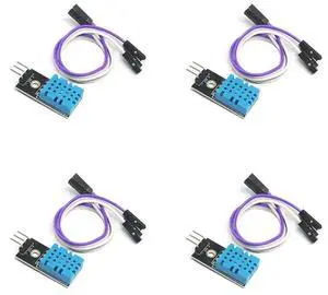 4pcs DHT11 Temperature Humidity Sensor Module Digital Temperature Humidity Sensor Temperature and Humidity Module Compatible with Dupont Wires