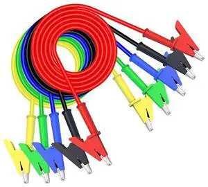 5PCS Alligator Clips Test Leads Dual Ended Crocodile Wire Cable with Insulators Clips Test Flexible Copper Cable for Electrical Testing 3.3ft/1m 5 Colors