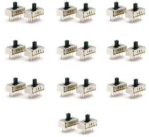 20PCS 3 Position 8Pin 2P3T Toggle Switch Vertical Slide Switch PCB Panel Vertical Slide Switch 0.5Amp DC30V for Electronic Project