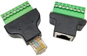 RJ45 Screw Terminal Adaptor Connector 8P8C Male to 8Pin Female Bolt Screw Type terminals Ethernet Net Network Plug Compatible with AV CCTV UTP DVR RJ45 Screw Terminal Adaptor Connector 8P8C Male to 8Pin Female Bolt Screw Type terminals Ethernet Net Network Plug Compatible with AV CCTV UTP DVR