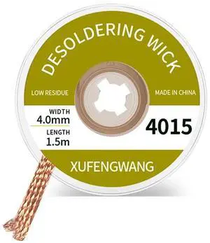 Solder Wick Braid with Flux Super 5ft Length 4mm Width Desoldering Wick Braid Remover Tool Solder Sucker 1 piece No-Clean Soldering Wick Wire Roll and Disassemble Electrical Components