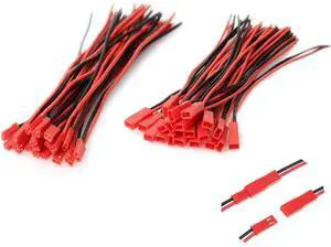 20 Pairs JST 2.54mm 2 Pin Micro Male and Female Connector Plug Red Black Terminal Connector Cable with 100mm for LED Lamp Strip RC Toys Battery
