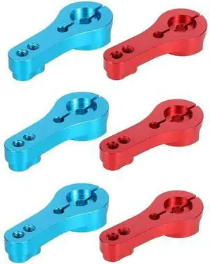 6 pcs 25T Servo Horn Stearing Arm Aluminum Alloy CNC Standard RC Tool Red Blue Compatible with Servo Motor MG995 MG946R MG996R MG945 S3003