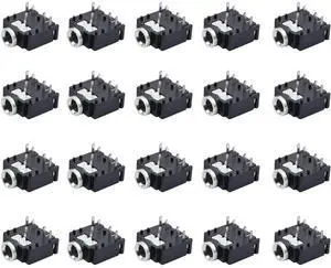 20pcs PJ 3F07 3.5mm Stereo Jack Socket 5 Pin PCB Mount Female Audio Headphone Socket Connector Plastic PCB Mount