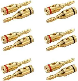 6 Pairs Banana Plugs Audio Gold Plated Speaker Connector for Speaker WireAudio Video Receiver
