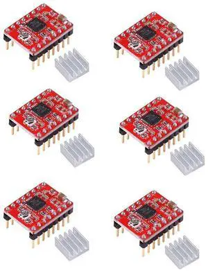 6 pcs A4988 Stepper Motor Driver Board with Heat Sink Compatible with 3D Printer CNC Engraving Machine