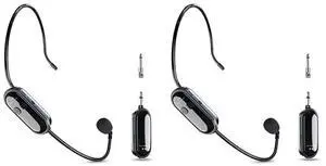 2Pcs 2.4G Wireless Microphone Headset Long Range 30M for Voice Amplifiers, Speakers, Karaoke, Teaching, Outdoor Speeches