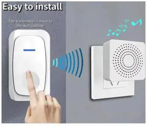 Wireless Doorbell Home Intelligent Welcome Doorbell Waterproof 150M Remote USB Plug Easy to Install No Wiring Required,1 * Wireless Doorbell kit,White