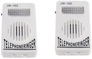 2X Telephone Ringer Phone Amplifier Wall Ring Speaker Strobe Light Flasher Bell Extra-Loud Sound,2 x Telephone Ringer,White