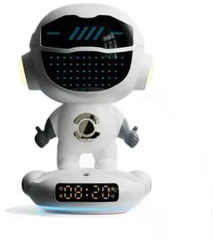 M80 AI Robot Smart AI Speaker Alarm Clock FM Radio Wireless Bluetooth Speaker RGB Light for Boy Girl Student Gift,1 * AI Robot,White