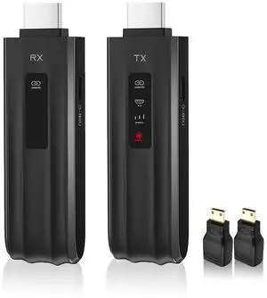 1080P 50M 5.8G -Compatible Wireless Video Transmitter Receiver Extender Adapter Dongle Kit for Laptop PC to TV,1 * Transmitter 1 * Receiver,Black