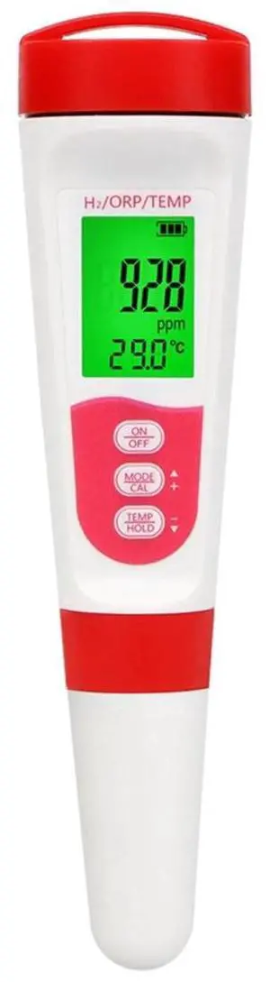 Hydrogen Water Quality Tester H2 Monitor, TEMP & ORP Meter 0-2400PPb for Drinking Water, Aquariums, Spa,1 x Water Quality Tester,White & Red