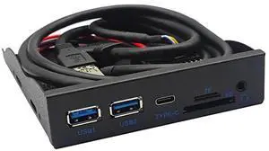 USB Front Panel HUB 5Gbps 2 X USB3.0 + 1 X TYPE-C + TF/SD + HD AUDIO 3.5mm Earphone Jack Mic Adapter for Desktop