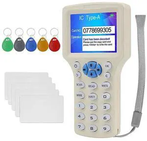 RFID NFC Smart Card Reader+5XT5577 Keychain/Card RFID Duplicator 125K 13.56MHz IC/ID Key Writer RFID Replicator,1 x Smart Card Reader Kit,Creamy white