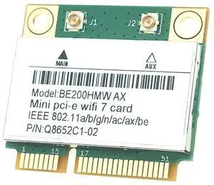 BE200 WiFi 7 Card BE200HMW for Bluetooth 5.4 Tri Band 2.4G/5G/6GHz Wireless Network Adapter for PC Windows10/11 WiFi6E PCB As Shown,1 * Wireless Network Card