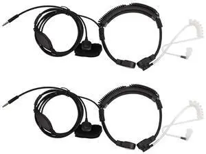2X 3.5mm Adjustable Throat Mic Microphone Covert Acoustic Tube Earpiece Headset with Finger PTT for Android,2 x Throat Mic earphone 2 x Spare earplug,black