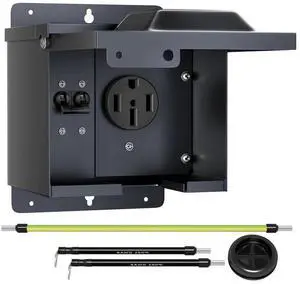 50 Amp RV Power Outlet Box with Circuit Breaker Weatherproof 125/250V 14-50R RV Outlet Lockable Power Box for RV
