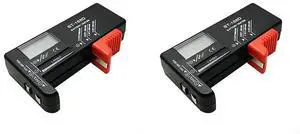 2X BT-168D Battery Tester Digital Battery Tester Battery Capacity Tester BT168D Tester for AA/AAA/C/D/9V/1.5V Battery,2 x BT-168D Battery Tester,Black&Red