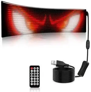 RGB LED Matrix Pixel Screen Waterproof DIY Programmable Flexible Screen Bluetooth App Control for Car Shop Bar,1 * LED Display 1 * Remote Control