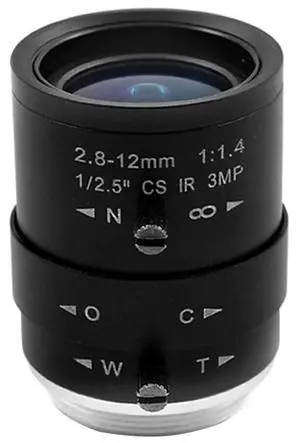 3MP HD CCTV Camera Lens 2.8-12mm Varifocal Manual Zoom Focus Mount for Industrial Security Cameras,1 x CCTV Lens,Black