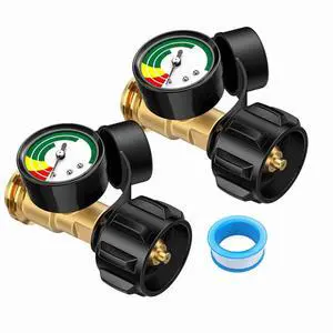 2 Pack Propane Tank Gauge Level Indicator, Propane Gauge, Propane Gas Pressure Gauge Propane Heater, Fire Pit, BBQ Grill,2 * Propane Tank Gauge 1 * Raw tape,Black