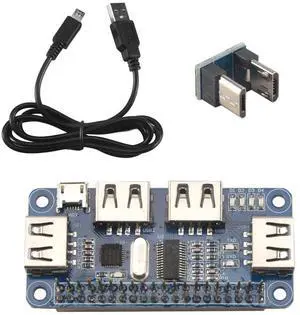 4 Ports USB HUB HAT For 3 / 2 / Zero W Extension Board USB To UART For Serial Debugging Compatible With USB2.0/1.1,blue