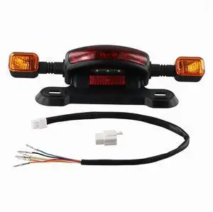 LED Taillight Electric Bicycle Turn Signal Rear Lamp E-Bike Rear Tail Light Indicator Cycling Modified Parts,A,1 * Taillight 1 * Adapter Cable,Black