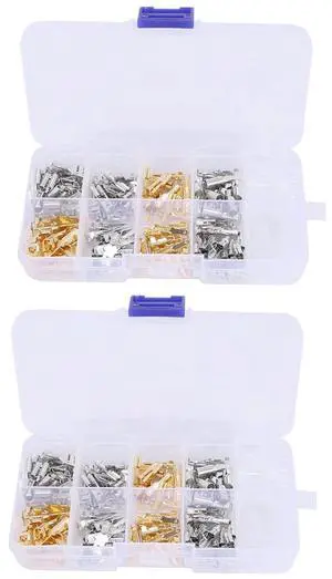 300Pcs 6.3MM 2.8MM 4.8MM 4.0MM Male Female Car Spade Connector Splice Crimp Wire Terminals for Bike Car,Gold & Silver