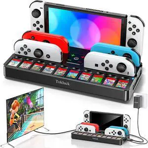Tokluck Switch TV Dock with Joycon Charger, 4K HDMI Adapter, Charging Stand, for Nintendo Switch Tokluck Switch TV Dock with Joycon Charger, 4K HDMI Adapter, Charging Stand, for Nintendo Switch
