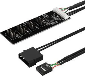 9 Pin USB 2.0 to 4X 9 Pin Extension Splitter, USB 2.0 Header Splitter, Internal USB Hub USB 2.0 Splitter