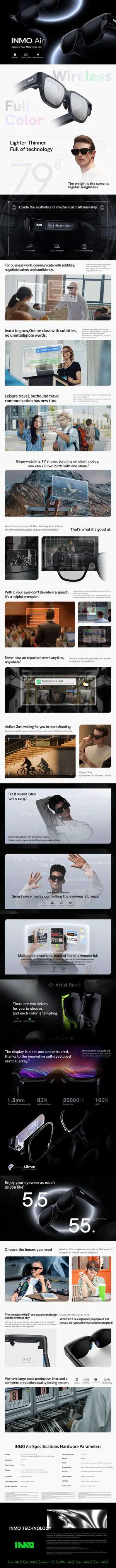 INMO Air smart AR glasses smart ring game supports language