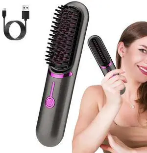 Hair Straightener Brush Fast Heating Cordless Curling Comb F