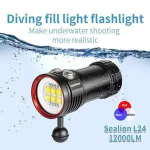 Diving Flashlight L24 12000Lumens Dive Light 120m Underwater