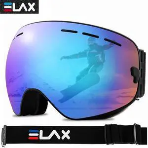 ELAX Brand Double Layers Anti-fog Ski Goggles Snowmobile Ski
