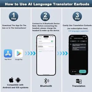 UYUXIO AI Language Translator Earbuds 144 Languages Translat UYUXIO AI Language Translator Earbuds 144 Languages Translat