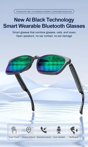 Unisex 2025 A10 AI Smart Sunglasses Wireless BT Speaker AI T
