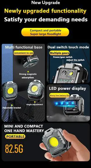 2700K-8000K Portable Work Light With SOS Red Flash|USB-C Rec