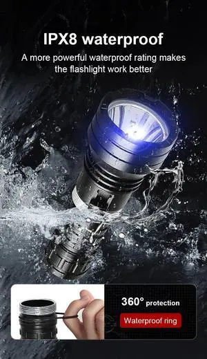 10000LM XHP120 LED High Power Diving Torch IPX8 Professional
