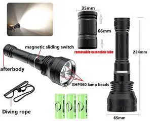 Most Powrful XHP360 Scuba Diving Flashlight Super Bright Pro