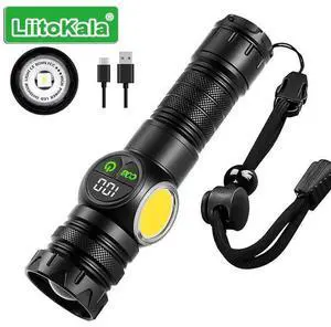 LiitoKala High-Lumen COB Laser Flashlight, (White/Red/Flash)